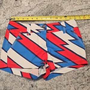 Loudmouth High Waist Red and Blue Geometric Shorts ❤️🤍💙